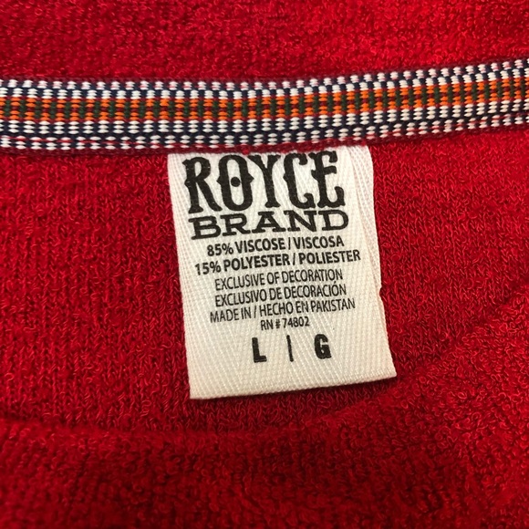 Women’s Oversized Merry Christmas Comfy Cozy Top, Soft Terry Cloth, Red Unisex L - Picture 3 of 7